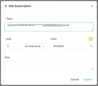 Subscribe to the diagram using the MQTTX client